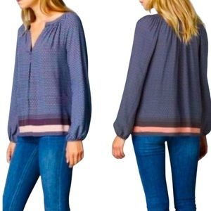 Boden Navy and Blush Patterned Blouse